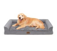 COSY KISS Orthopedic Dog Bed, Pet Couch, Supportive Foam Bolster Sofa with Waterproof Lining Cover, Anti-Slip, Washable, U-Shaped (Grey, 121x81x19cm)