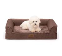 COSY KISS Orthopedic Dog Beds for Medium Size Dog, Pet Couch for Small Dog Cat, Supportive Foam Bolster Sofa with Waterproof Lining Cover, Anti-Slip, Comfort, Washable, U Shape, 76x51x19cm, Brown