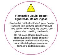 Cosy Owl Reed Diffuser Safety Label - 50mm - Black Text On Clear Background - Pack of 100