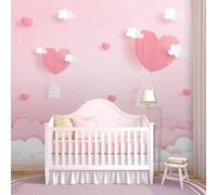 Cosy Pink Dreamy Love Heart White Cloud Princess Room 3D Wallpaper Luxury Silk Study Dining Feature Sofa Grey Bedroom Living Room Tv Decorative Wall-250cm×170cm