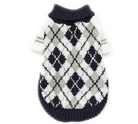 Cosy Plaid Dog Sweaters For Small Medium Dogs Fashion Autumn Winter Christmas Pet Jumper Pullover Cat Puppy Clothes(Dark blue,S)