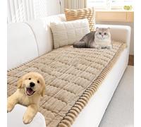 Cosy Plush Pet Seat Sofa Cover, Non Slip Couch Cover, Pet Friendly Sofa Cover 2/3/4 Seater, L Shape, Washable Sofa Pad Protector from Pets/Kids/Dogs (Khaki, 60x60cm)