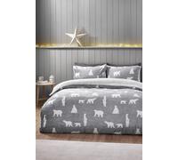 'Cosy Polar Bear' Soft Sherpa Duvet Cover Set Catherine Lansfield Grey King