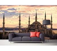 Cosy Twilight City Architecture River Bird 3D Wallpaper Luxury Silk Study Dining Feature Sofa Grey Bedroom Living Room Tv Decorative Wall-300cm×210cm