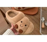 Cosy Unisex Home Slippers with Non-Slip EVA Sole: Slip-on Croissant/UK6-7