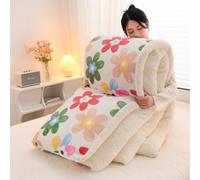 Cosy Winter Duvet, Thick Reversible Fleece Quilt | Snowflake Fleece And Lamb Velvet Feel with Fluffy Fibre Filling, Designed for Cold Bedroom Nights