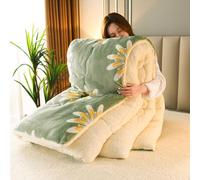 Cosy Winter Duvet, Thick Reversible Fleece Quilt | Snowflake Fleece And Lamb Velvet Feel with Fluffy Fibre Filling, Designed for Cold Bedroom Nights