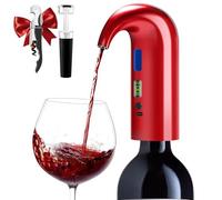 Cosyall Fathers Day Gift, Electric Wine Aerator Decanter, One Touch Automatic Wine Dispenser Wine Pourer with USB Rechargeable, Gift for Mom,Women,Dad,Wine&Whiskey Lovers,Birthday (Red)