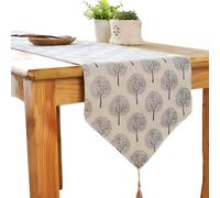 CosyAurora Linen Table Runner Mulberry Trees Beige, Seasonal Kitchen Dining Table Decoration for Home Party Decor (Cream White, 30 x 140 cm)