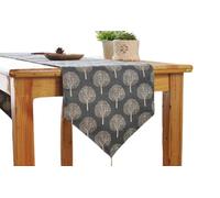 CosyAurora Linen Table Runner Mulberry Trees Navy Blue, Seasonal Kitchen Dining Table Decoration for Home Party Decor (Navy Grey, 30 x 180 cm)