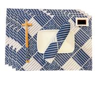 CosyAurora Placemats 30 x 40 cm Navy Blue Ocean Waves for Dining Table, Set of 4 (A)