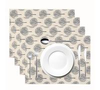 CosyAurora Placemats Mulberry Trees, 30 x 40 cm, Cream White, Set of 4, Dinning Table Setting