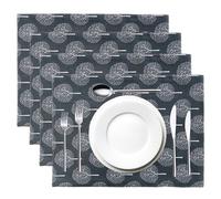 CosyAurora Placemats Mulberry Trees, 30 x 40 cm, Navy Grey, Set of 4, Dinning Table Setting