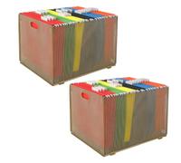 COSYAWN Hanging File Folder Organizer Box, Letter Legal Size, 2 Pack Gold | Durable Metal Mesh Filing File Cabinet Inserts Storage Box with Portable Handle, Letter & Legal Size for Office Home School