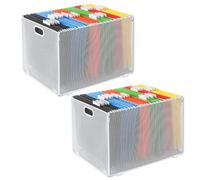 COSYAWN Hanging File Folder Organizer Box, Letter Legal Size, 2 Pack White | Durable Metal Mesh Filing File Cabinet Inserts Storage Box with Portable Handle, Letter & Legal Size for Office Home School