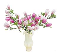 cosybeau Magnolia Flowers Artificial Branches，Faux Fake Stems Beautiful Magnolia Home Decor Decorations (8, 4pink+4purple)