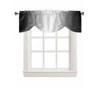 CosyBright Tie Up Valance Curtain Black White Gradient Ombre Pattern Valances for Windows,Window Topper for Living Room Adjustable Drape Valance Window Treatments Small Cafe Curtain 54x18in