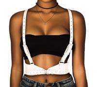 COSYDAYS Black Leather Body Harness Punk Harness Belt Plus Size for Women, White, Large