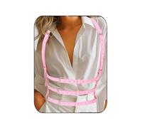 COSYDAYS Black Leather Harness Belts Fashion Body Harness Gothic Waist Belt Accessories for Women, Pink, One Size