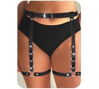 COSYDAYS Black Thigh Garter Belt Punk Leather Leg Harness Thigh Straps for Women, Black, One Size