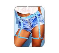 COSYDAYS Black Thigh Garter Belt Punk Leather Leg Harness Thigh Straps for Women, Blue, One Size