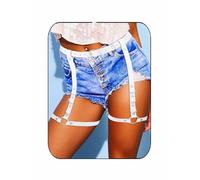 COSYDAYS Black Thigh Garter Belt Punk Leather Leg Harness Thigh Straps for Women, White, One Size