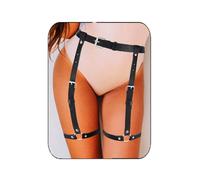 COSYDAYS Leg Harness Black Leather Garter Belt for Women, Black, One Size