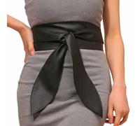 COSYDAYS Obi Waist Belt Black Wide Leather Corset Belt Fashion Wrap Waistband Accessories for Women, Black, One Size