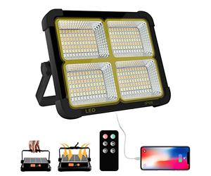 CosyEasy 100W Rechargeable Work Light, 10000LM Super Bright Portable Floodlight with 16500mAh Battery Led The Remote Control USB & Solar Emergency for Camping, Car Repairing, Hiking Fishing