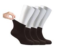 Cosyfeel Loose Diabetic Socks | 4-Pack Neuropathy Ankle Socks for | Super Soft Eco-Friendly Bamboo Material | Durable with Seamless Toe | Multicolour Patterns | 4 Seasons, DARK BROWN, 4-7