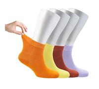 Cosyfeel® Women Loose Diabetic Socks | 4-Pack Neuropathy Ankle Socks for Ladies | Super Soft Eco-Friendly Bamboo Material | Durable with Seamless Toe | Multicolour Patterns | 4 Seasons