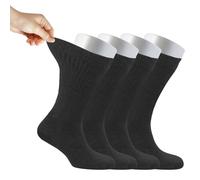 Cosyfeel® Women Loose Diabetic Socks | 4-Pack Neuropathy Crew Socks for Ladies | Super Soft Eco-Friendly Bamboo Material | Durable with Seamless Toe | Multicolour Patterns | 4 Seasons