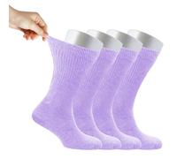 Cosyfeel® Women Loose Diabetic Socks | 4-Pack Neuropathy Crew Socks for Ladies | Super Soft Eco-Friendly Bamboo Material | Durable with Seamless Toe | Multicolour Patterns | 4 Seasons