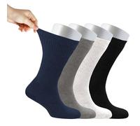 Cosyfeel® Women Loose Diabetic Socks | 4-Pack Neuropathy Crew Socks for Ladies | Super Soft Eco-Friendly Bamboo Material | Durable with Seamless Toe | Multicolour Patterns | 4 Seasons