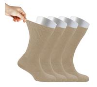 Cosyfeel® Women Loose Diabetic Socks | 4-Pack Neuropathy Crew Socks for Ladies | Super Soft Eco-Friendly Bamboo Material | Durable with Seamless Toe | Multicolour Patterns | 4 Seasons