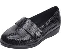 Cosyfeet Carmen - Black Patent Croc Print - 7-6E - Extra Wide Women's Shoes