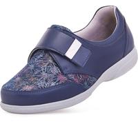 Cosyfeet Davina - Navy Floral - 9-6E Width - Extra Wide Women's Shoes