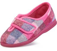 Cosyfeet Diane - Pink Check - 6-6E - Extra Wide Women's Slippers