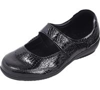 Cosyfeet Harriet - Black Croc Print - 7-6E Width - Extra Wide Women's Shoes