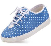 Cosyfeet Kama - Blue Polka Dot - 5-6E - Extra Wide Women's Shoes