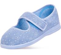 Cosyfeet Margaret - Denim Embroidered - 7-6E Width - Extra Wide Women's Fabric Shoes
