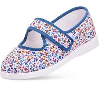 Cosyfeet Margaret - Pansy Print - 8-6E Width - Extra Wide Women's Fabric Shoes