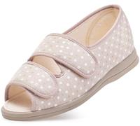 Cosyfeet Mollie - Beige Polka Dot - 9-6E Width - Extra Wide Women's Shoes