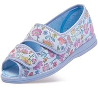 Cosyfeet Mollie - Blue Floral Print - 6-6E - Extra Wide Women's Shoes