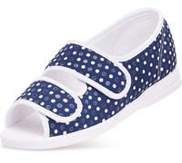 Cosyfeet Mollie - Navy Polka Dot - 5-6E Width - Extra Wide Women's Shoes