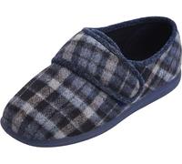 Cosyfeet Reggie - Blue Tartan - 8-3H Width - Extra Wide Men's Slippers