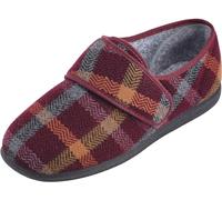 Cosyfeet Reggie - Burgundy Check - 6 - Extra Wide Men's Slippers