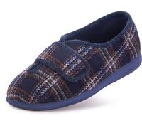 Cosyfeet Ronnie - Navy Highland - 10-3H Width - Extra Wide Men's Slippers