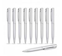 Cosyhav 10 Pcs Silver Mini Ballpoint Pens, Professional Retractable Metal Mini Pens, Short Pocket Size Pocket Pen with Black Ink, Sleek Stationery Gift for Office, School, Nurses, Planners