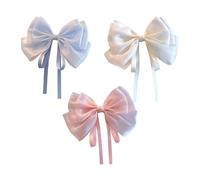 Cosyhav 3pcs Hair Bows, Pearl Yarn Hair Bows For Girls, Big Size Hair Clips For Girls(Pink,Beige,Blue)